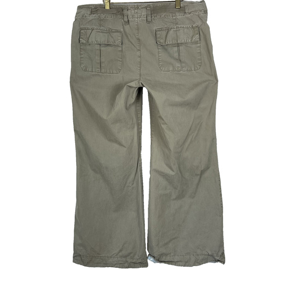 Old Navy Pants Women's 14 Tie Belted Beige Wide Leg 100% Cotton Y2K - Picture 3 of 9